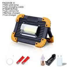 USB 충전식 Led 작업등 30000lm 100W 휴대용 스포트라이트 야외 캠핑 램프 손전등 USE2 x 18650 배터리, [05] E, 1개