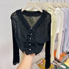 [BINIWU]여성 냉장고 자외선 차단 니트 카디건 얇은 니트