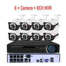 영어 설명서 8MP 4K PoE IP 보안 카메라 NVR 키트 4CH 8CH 실내/실외 방수 Onvif P2P 비디오 모니터링 시스템 키트, 4T, 유럽 연합 플러그, 8개의 카메라 8채널 NVR, 1개