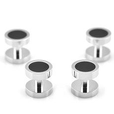 [미국] 547767 Father's Day Gift Men's Collection Silver Black Tuxedo Wedding Shirt Stud Set