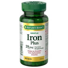 (캐나다 직송) 네이처스 바운티 젠틀 철분 28mg 90캡슐 2개 Natures Bounty Gentle Iron, 90정