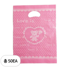 팩스타 펀칭 비닐 포장봉투 가로 30cm x 세로 40cm, 핑크곰, 50개