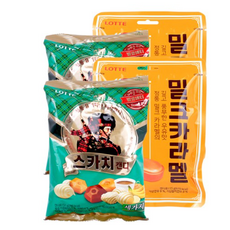 롯데제과 밀크카라멜 115g x 2p + 스카치 세가지 캔디 157g x 2p, 1세트