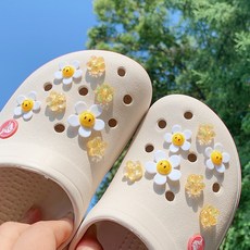 [무배+특가] 스마일 데이지꽃 반짝이 파츠 세트 신발 슬리퍼 악세서리  상품 이미지