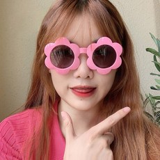 떨샵 플라워 해바라기 선글라스 패션안경 파티선글라스, 핑크