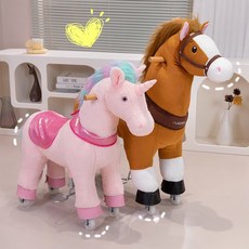 타는 말인형 탈수있는 말 목마 장난감 타기 승마 바퀴, 핑크 미디엄, 1개