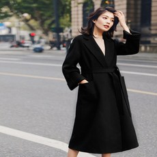쥬베스 여성 양면 램울 명품 핸드메이드 롱코트