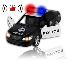 WolVol Friction Powered Police Car - Push & Go Heavy Duty Plastic Vehicle Toy - Lights & Sirens, one color / one size
