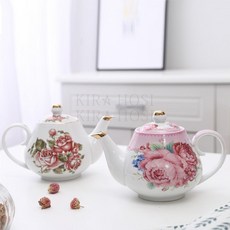 kirahosi 북유럽풍 럭셔리 티주전자 도자기 티포트 CRoo+덧신증정, 다크블루, 1