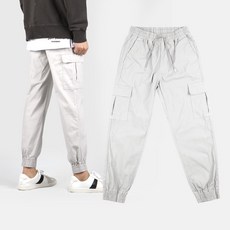 MAY (JKC) 피그먼트 워싱 코튼 데일리 남자 카고 밴딩 조거팬츠
