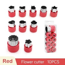 꽃 야채 과일 커터 만화 모양 몰드 케이크 비스킷 절단 주방 쿠키 도구, 9. 10pcs-Red