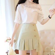 작은 키커 보이는 0오프숄더 어깨트임 블라우스 스윗 커버 여름