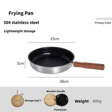 Mountainhiker 야외 캠핑 붙지 않는 프라이팬 아침 팬케이크 냄비 스테인레스 스틸 요리 음식 유도 쿠커 프라이팬, 1) Frying Pan, 없음