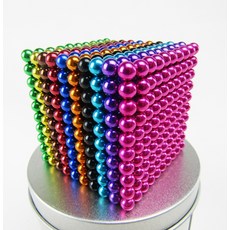 자석 장난감 블럭 만들기 마그네틱 성인용 놀이 큐브 구슬 5mm 1000개, 10색 5mm 1000알의 카드 20 준비