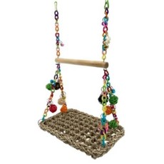Parrot Swing Toy Wood Hanging Parrot Climbing Net Relieve Boredom Parakeets Budgie Birds Toy Pet Per, 1개, 1) Bird Perch