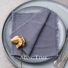 테이블냅킨 뽑아쓰는 파티 식당 24pcs 32cm x 레트로 스타일 목화 거즈 천 냅킨 재사용 가능한 차 타월에 적합 크리스마스 빈티지 웨딩 장식, Blue grey