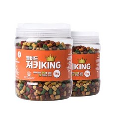 벨버드 져키킹 강아지 간식 S 1kg, 황태 + 연어 + 참치 + 오리 + 치즈 혼합맛, 2개