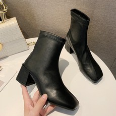 여성 앵클 부츠 숏 가죽