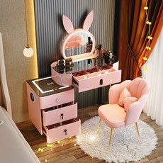 LED 연예인 화장대 세트 일룸 화장대 수납 거울 포함 600/800/1000, 직접설치, 목재, 핑크 600 다기능화장대세트