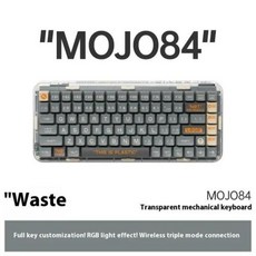 Melgeek Mojo84 황무지 맞춤형 투명 기계식 키보드 트라이 모드 무선 블루투스 다이내믹 RGB 핫 스왑 개스킷 게임, 1) Mojo84 Wasteland  Kailh Cus, 1) Mojo84 Wasteland  Kailh Cus