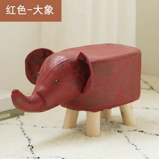 아동 어린이용 아이 동물 벤치 좌식 의자, 레드-코끼리