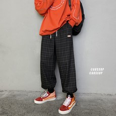 Nov.20 24번 스쿨 패브릭 스트레이트 캐주얼 팬츠 남가을 겨울 하이웨스트 슬림스트랩 발찌바지Z