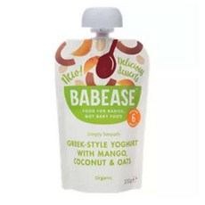 Babease 바베베이스 망고 코코넛 귀리가 들어간 그릭 요거트 이유식 100g 6팩, 6개