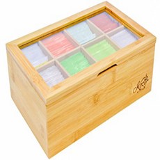 Kozy Kitchen Bamboo Tea Box Storage Organizer 100 Kozy 주방 대나무 차 상자 보관 주최자 100% 천연 나무 마감 티백 주최자 8개의, 1개, Natural Organic Bamboo - 오가닉스포리지