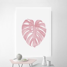 위드포스터 나뭇잎 액자 식물 인테리어 그림 핑크몬스테라
