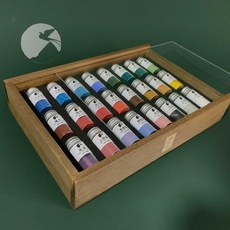 길상봉채 민화 재료 물감 취미 안료 전통 동양화 세트, 1개, 24색 목상자 10g
