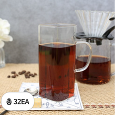 MAKA 내열유리 사각머그 중, 32개, 400ml