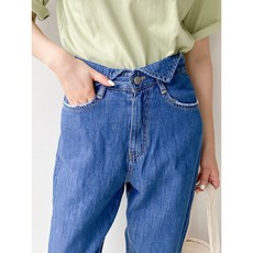 루즈핏 하이웨스트 와이드 일자 컷팅 진청 통청바지