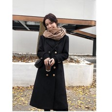 (베스트)셀린스타일 빅카라 롱 울코트 더블버튼 씩스버튼 금장단추 왕카라 코트 A라인 여성모직코트