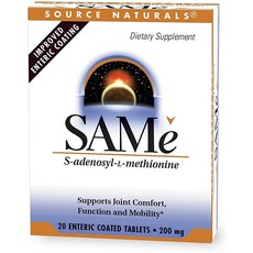 소스 Naturals 동일 (S-Adenosyl-l-methionine) 200mg 20 정제, 1개