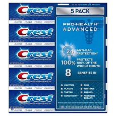 [국내배송] 미국 크레스트 프로 헬스 어드밴스 치약 164g 5팩 Crest Pro Health Advanced Whitening Intensive Clean Toothpaste, 5개