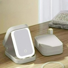 디한스 휴대용 화장품 수납함 파우치 LED 거울 가방