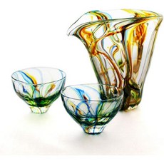 도쿠리 사케잔 SAIZOU GlASS LABO 사이조우글라스랩 핸드메이드 유리주기 Lotus (로터스) 냉주기 세트 (세로형 편수병 2개), 1개