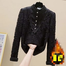 기모 안감 레이스 긴팔 블라우스 겨울