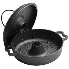 무쇠 직화냄비 군고구마 찌는 냄비 주철 군밤 찜기, 25cm 세트, 1개