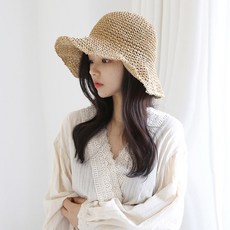 JUN 리본 왕골 여성 파나마모자 스트로 햇 밀짚 바캉스 모자 JBR006QE
