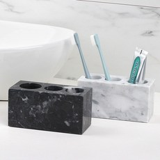 노블레스몰/천연대리석 치약 칫솔꽂이(2color), 화이트, 1개