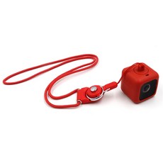 사용 Polaroid/Polaroid CUBE+운동 카메라 실리콘 세트 목걸이 보호 걸이식 부속품, T01-레드색 목걸이 실리콘을 배합 고무덮개