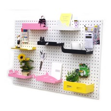 타공판선반_인테리어_DIY_소품걸이_후크_벽보드_진열대_타공판후크_선반_고리, 비둘기, 옐로, 1개