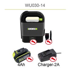 Worx 무선 진공 청소기 WU030 10KPa 20V 2 단계 속도 조절 가능 자동차 홈 가든 녹색 배터리, 05 WU030-14, 한개옵션1