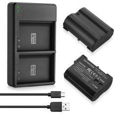 파워 엑스트라 2팩 EN-EL15 EN-EL15a 배터리 및 듀얼 충전기 니콘 D7500 D750 D850 D810 D810A D800 D800E D7200 D71