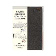 일본 미도리 2024년 더블 스케줄 수첩 다이어리 B6 월간 먼슬리 직장인 심플 미니, 1개, 블랙