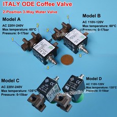 이탈리아 ODE 황동 전기 솔레노이드 밸브 커피 머신 스팀 제어 워터 밸브 AC110V AC 230V 1/8 인치 2 포지, 02 A  AC 230-240V