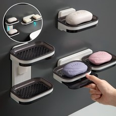 VIENR 상하좌우 2단 비누받침대 서랍형 무타공, 1개, VIENR 블랙, 1단