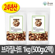 The큰나무 햇 브라질너트 페루산 브라질넛트 무염 견과류 [1kg 2kg 3kg 선택], 500g, 2개