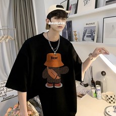 순면 반팔 티셔츠 라운드 남장 여름 남장